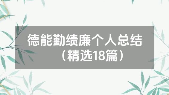 德能勤绩廉个人总结（精选18篇）